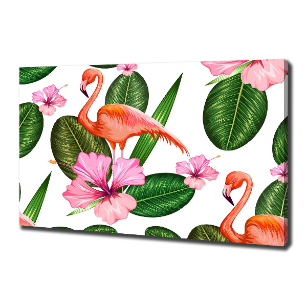 Canvas wall art Flamingos and plants