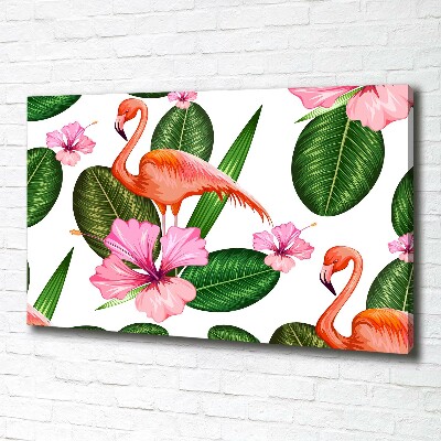 Canvas wall art Flamingos and plants