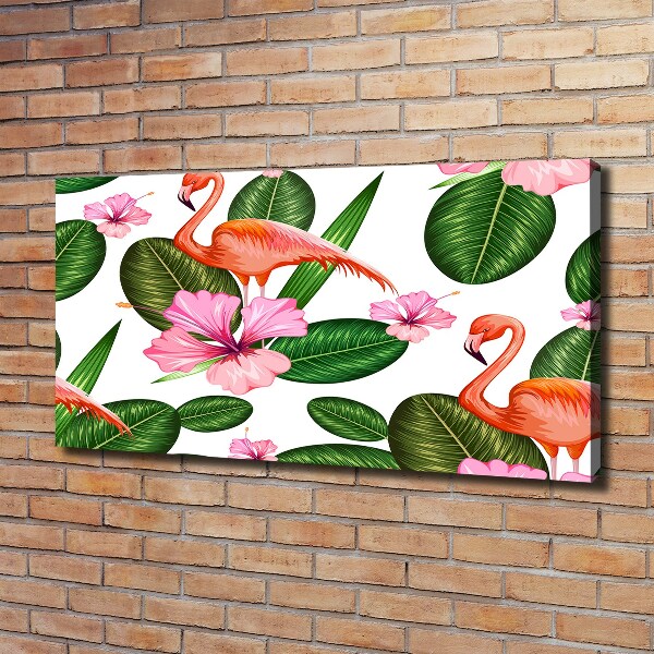 Canvas wall art Flamingos and plants