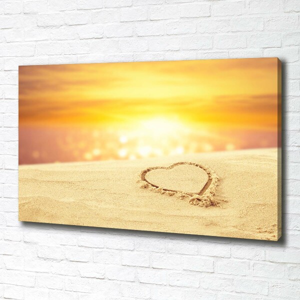 Canvas wall art Heart in the sand