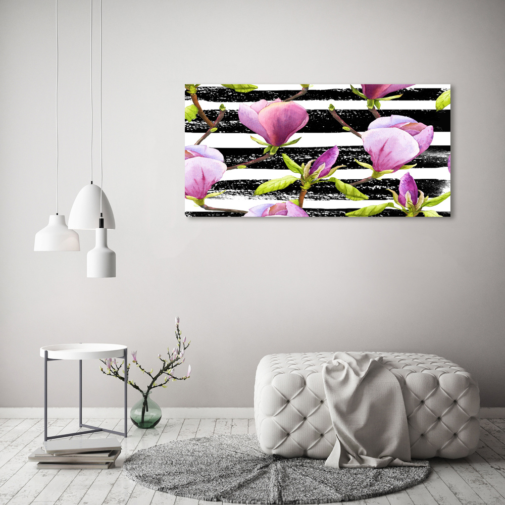 Canvas wall art Magnolia stripes