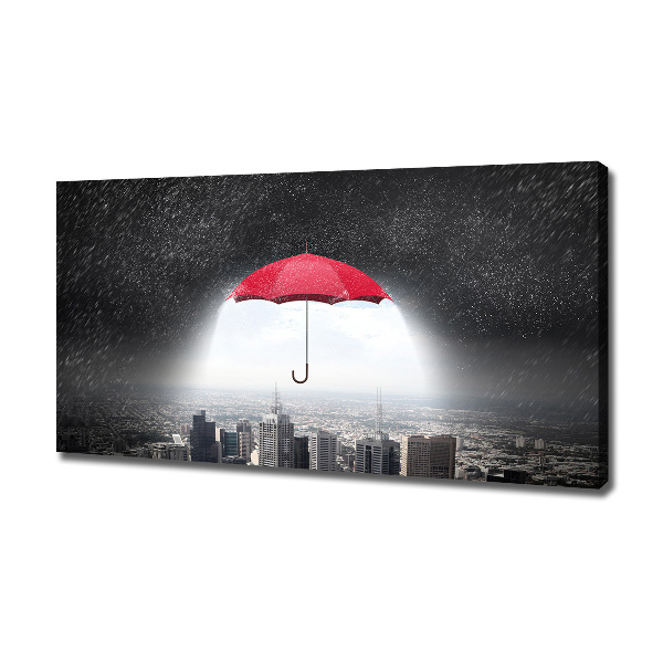 Canvas wall art Umbrella above the city