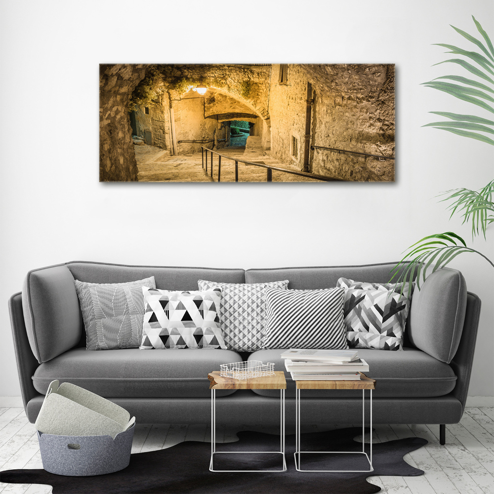 Canvas wall art Peille at night France