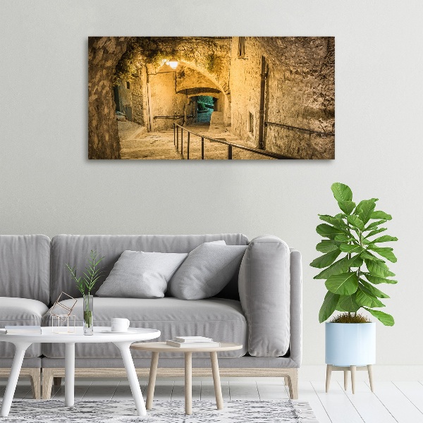 Canvas wall art Peille at night France