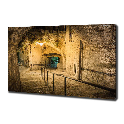 Canvas wall art Peille at night France