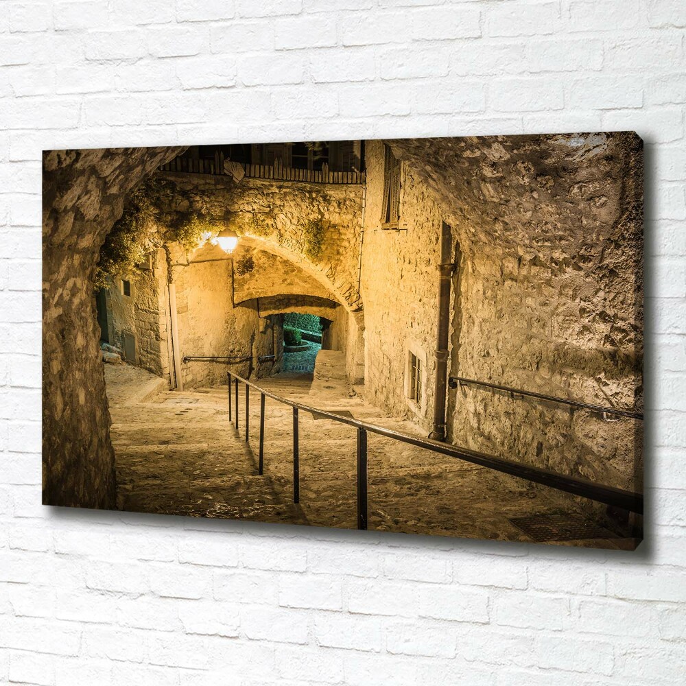 Canvas wall art Peille at night France