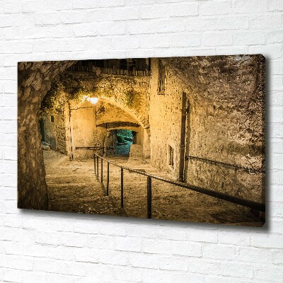 Canvas wall art Peille at night France