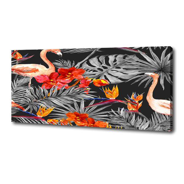 Canvas wall art Flamingos and flowers