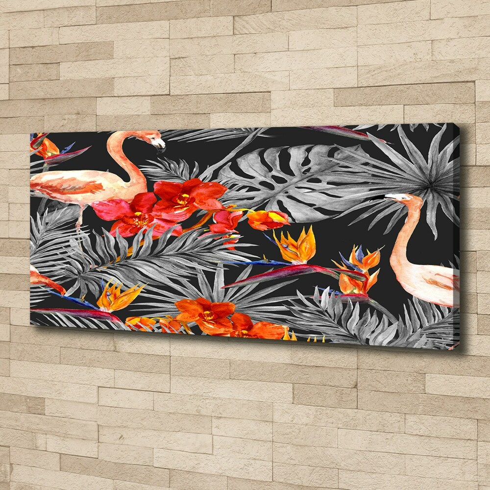 Canvas wall art Flamingos and flowers