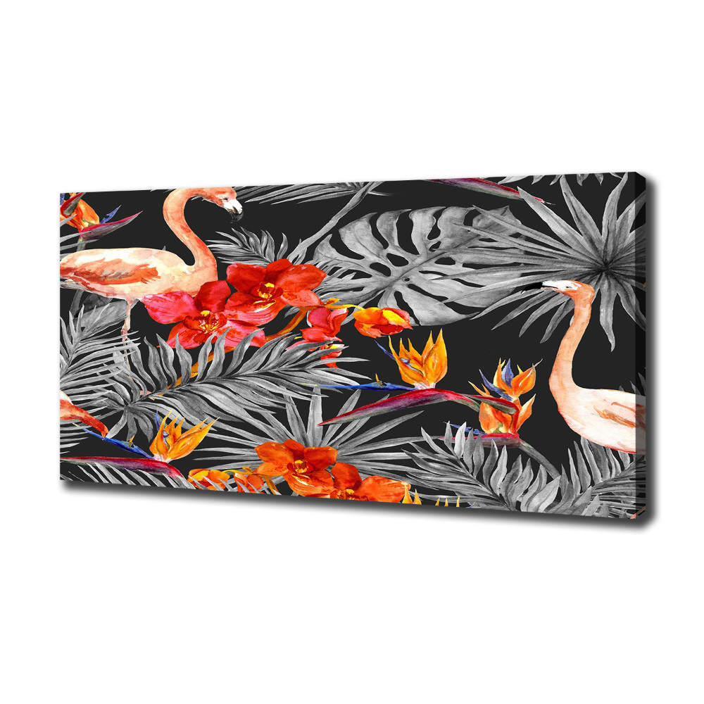 Canvas wall art Flamingos and flowers