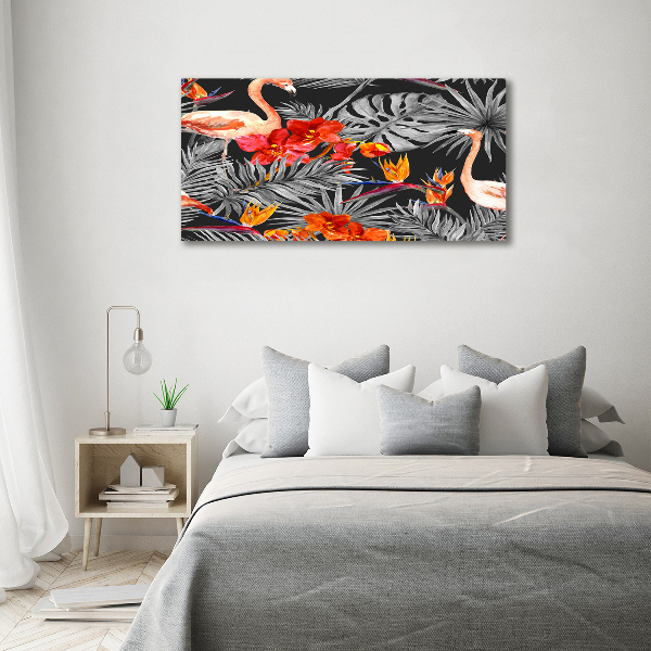 Canvas wall art Flamingos and flowers