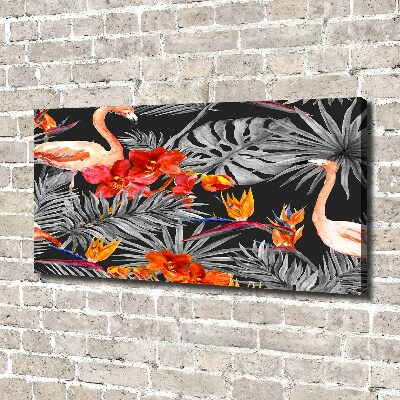 Canvas wall art Flamingos and flowers