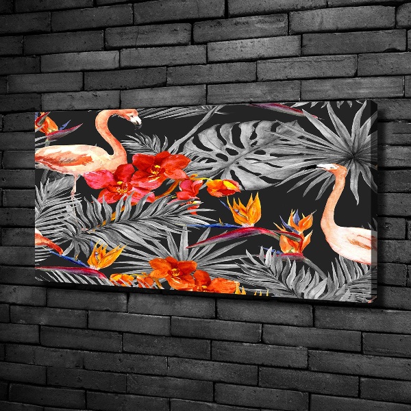 Canvas wall art Flamingos and flowers