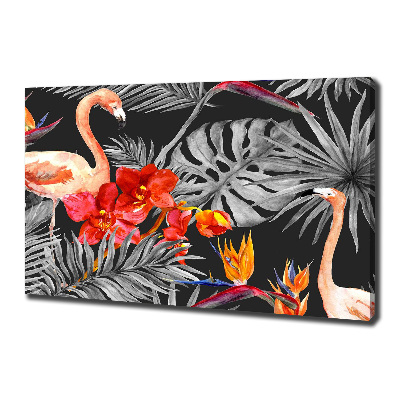 Canvas wall art Flamingos and flowers