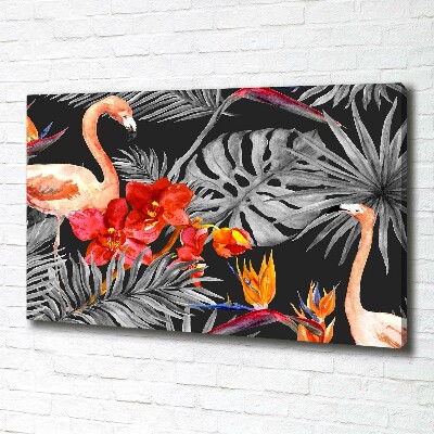 Canvas wall art Flamingos and flowers