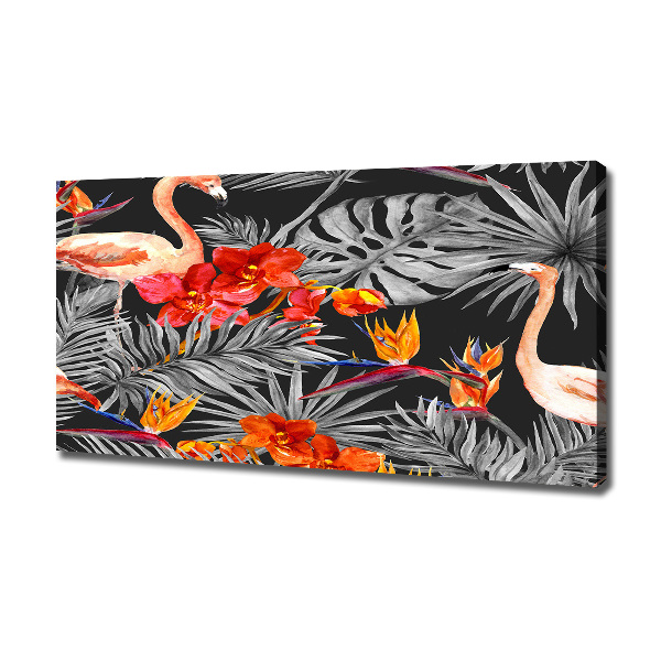 Canvas wall art Flamingos and flowers