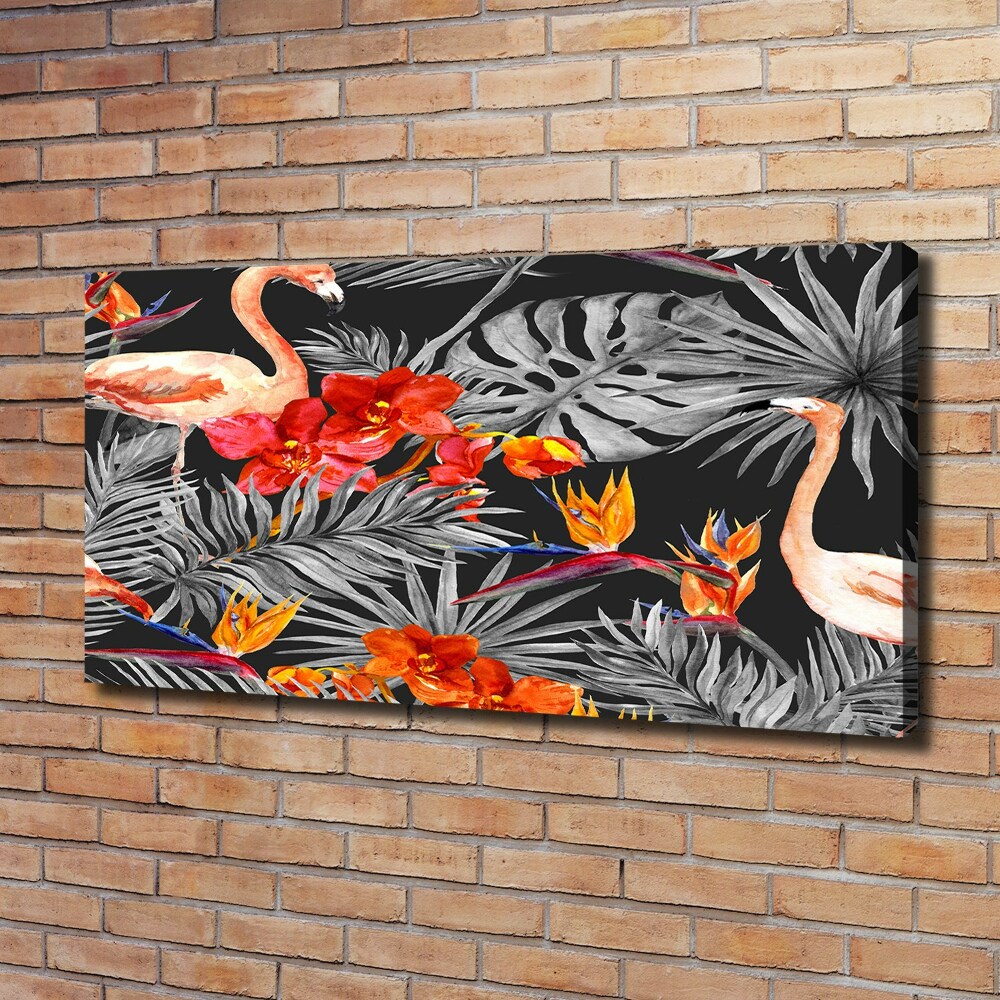 Canvas wall art Flamingos and flowers