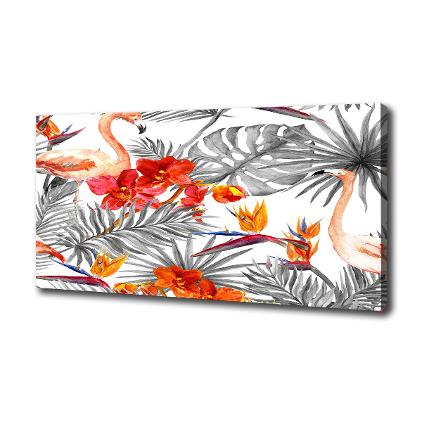 Canvas wall art Flamingos and flowers