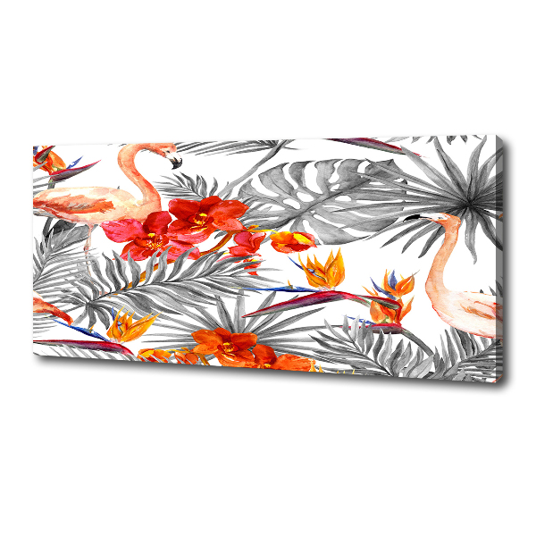 Canvas wall art Flamingos and flowers