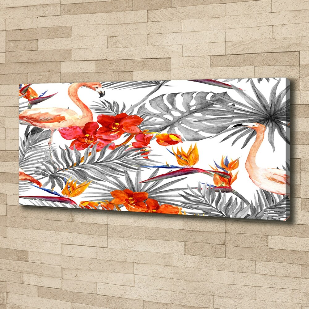 Canvas wall art Flamingos and flowers