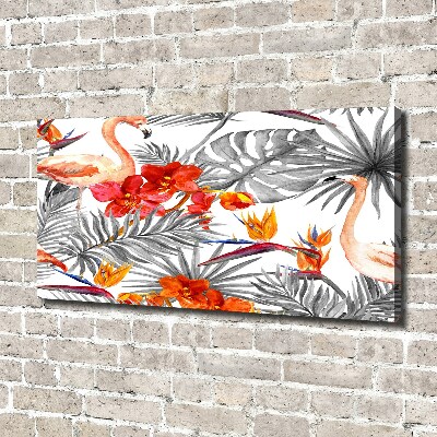 Canvas wall art Flamingos and flowers