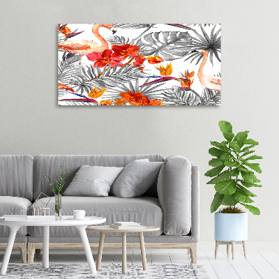 Canvas wall art Flamingos and flowers