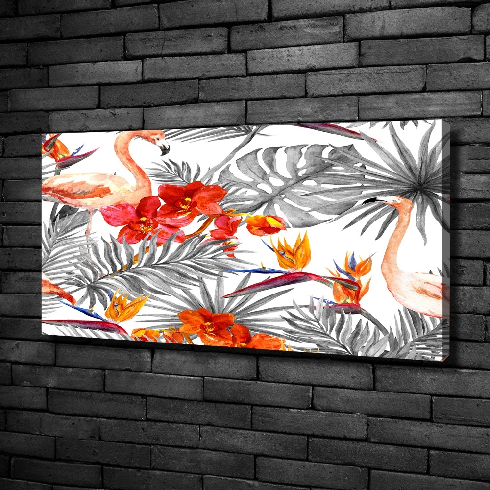 Canvas wall art Flamingos and flowers