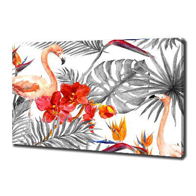 Canvas wall art Flamingos and flowers