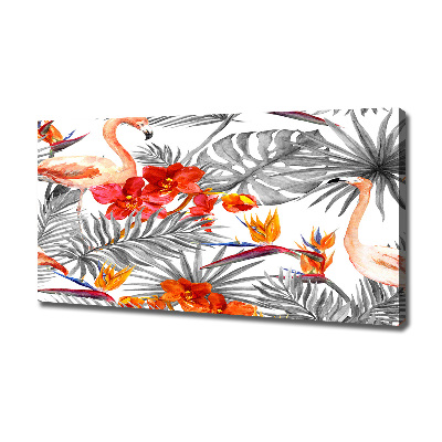 Canvas wall art Flamingos and flowers