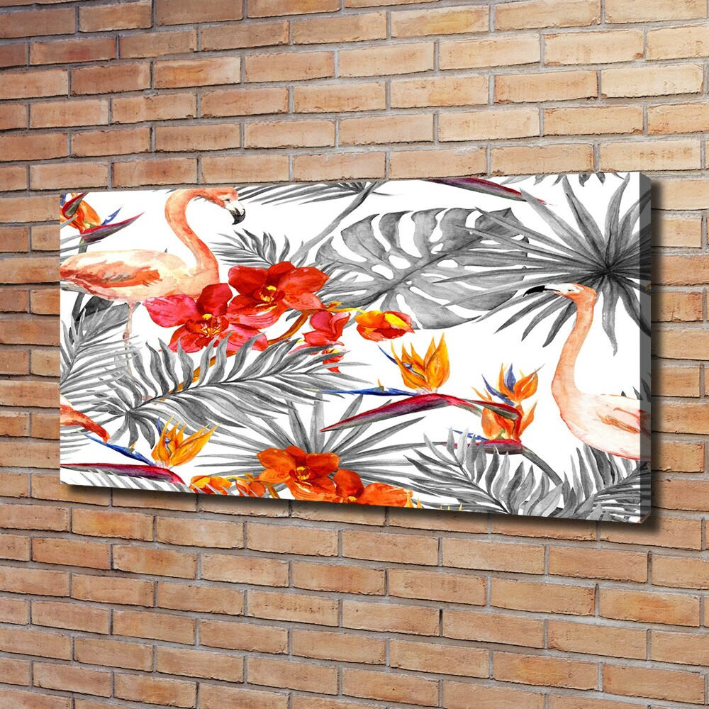 Canvas wall art Flamingos and flowers