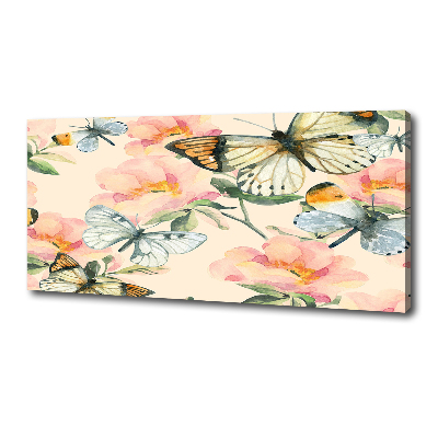 Canvas wall art Butterflies and flowers