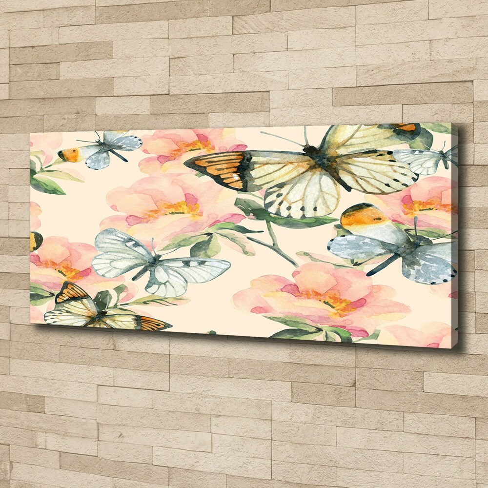 Canvas wall art Butterflies and flowers