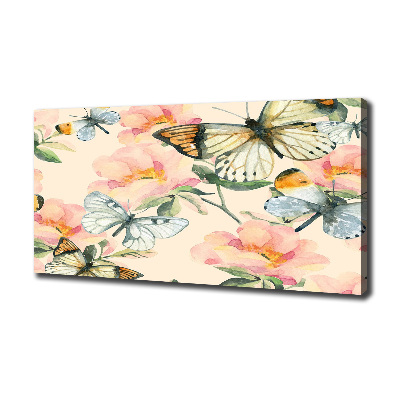 Canvas wall art Butterflies and flowers