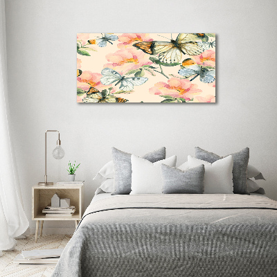 Canvas wall art Butterflies and flowers