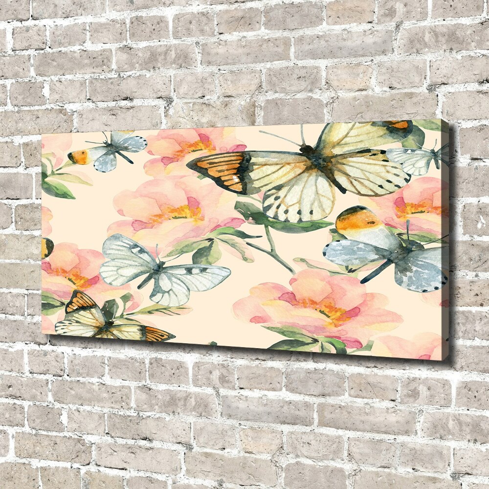 Canvas wall art Butterflies and flowers