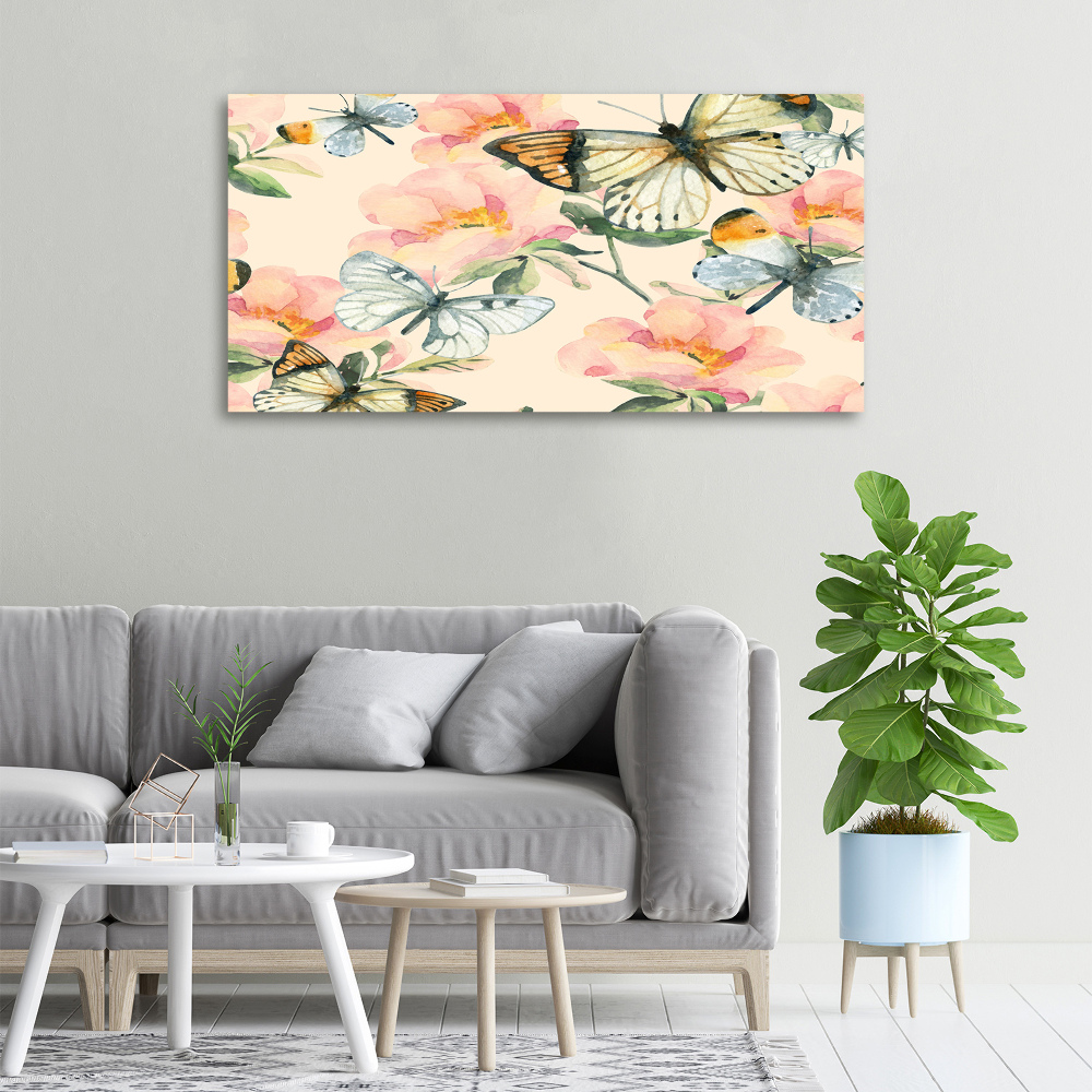 Canvas wall art Butterflies and flowers