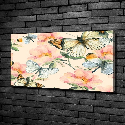 Canvas wall art Butterflies and flowers