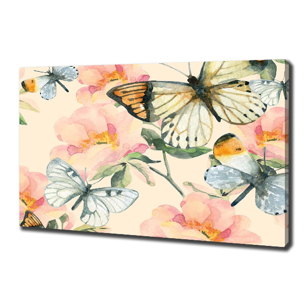 Canvas wall art Butterflies and flowers