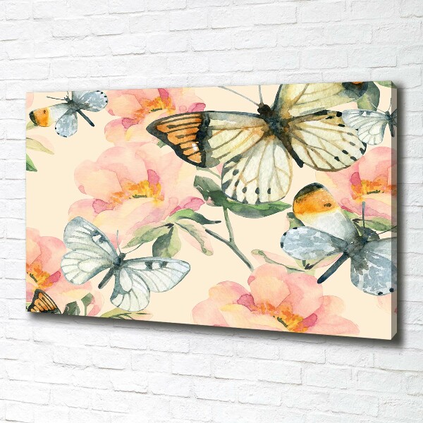 Canvas wall art Butterflies and flowers