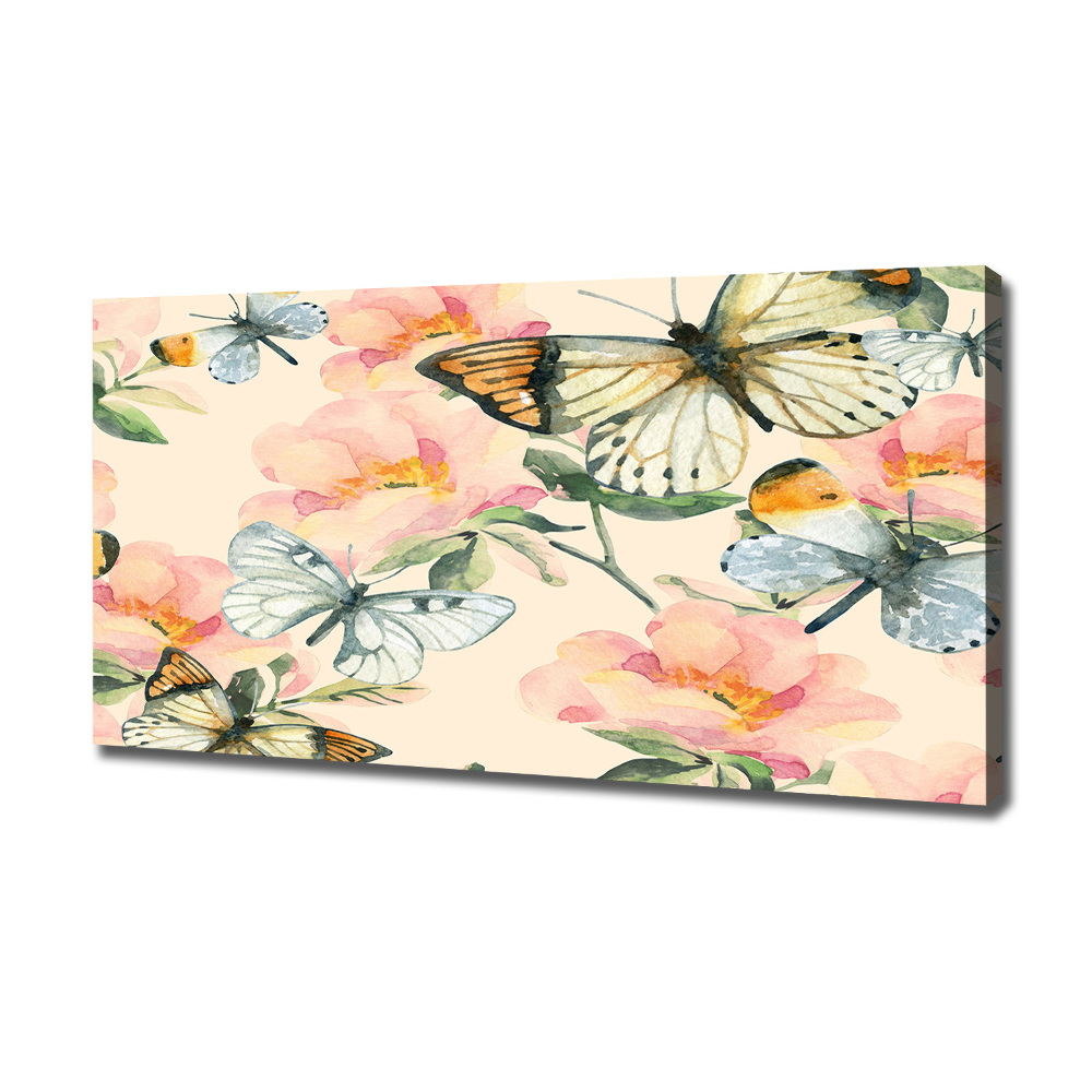 Canvas wall art Butterflies and flowers