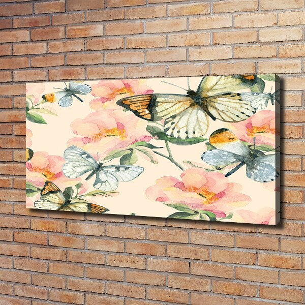 Canvas wall art Butterflies and flowers