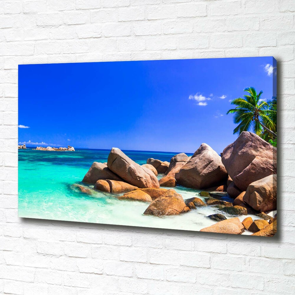 Canvas wall art Seychelles beach