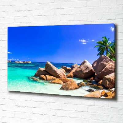 Canvas wall art Seychelles beach