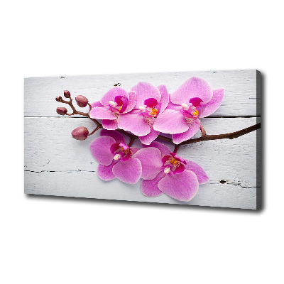 Canvas wall art Orchid on wood