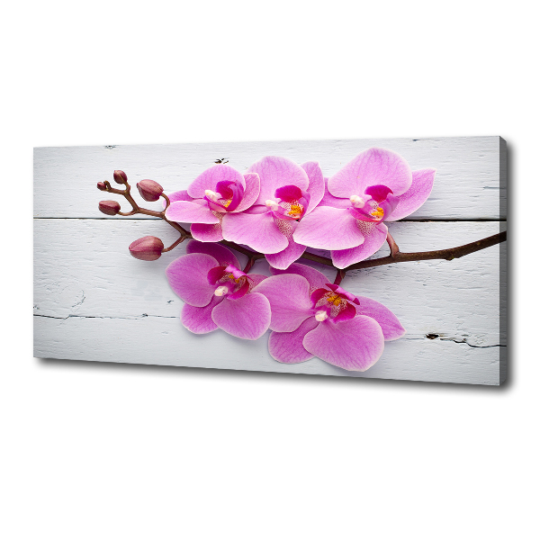 Canvas wall art Orchid on wood