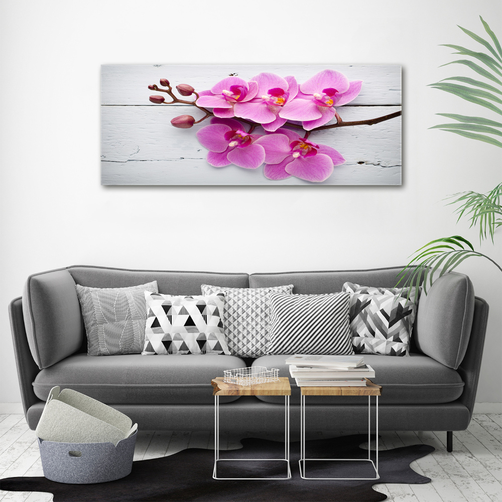 Canvas wall art Orchid on wood