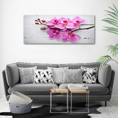 Canvas wall art Orchid on wood