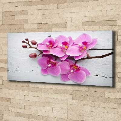 Canvas wall art Orchid on wood