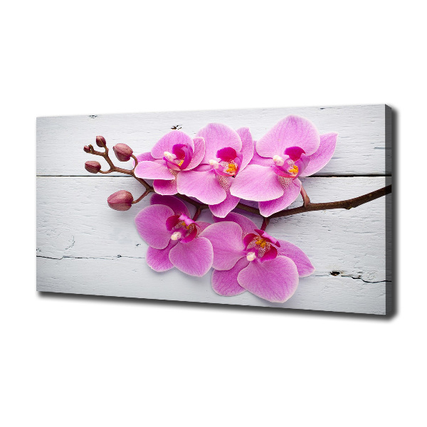 Canvas wall art Orchid on wood