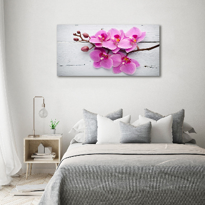 Canvas wall art Orchid on wood